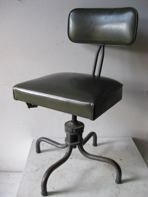 CHAIR, Office 1960s Swivel - Olive Green Vinyl